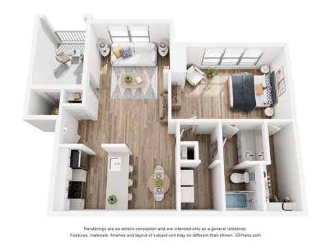 Floor plan for 1 bed, 1 bath, 950 sqft